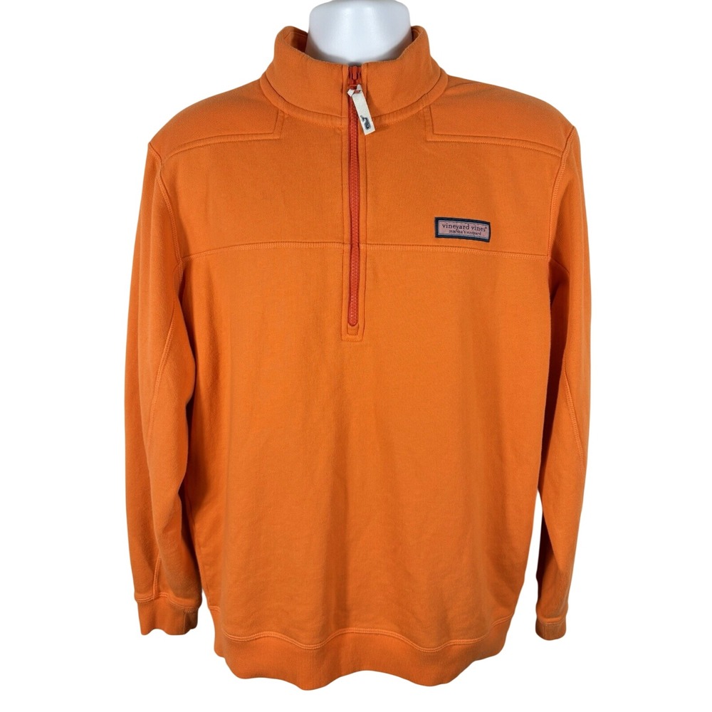 Vineyard Vines Men's Shep & Ian Shirt 1/2‎ Zip Pullover Sweater Med Orange -359